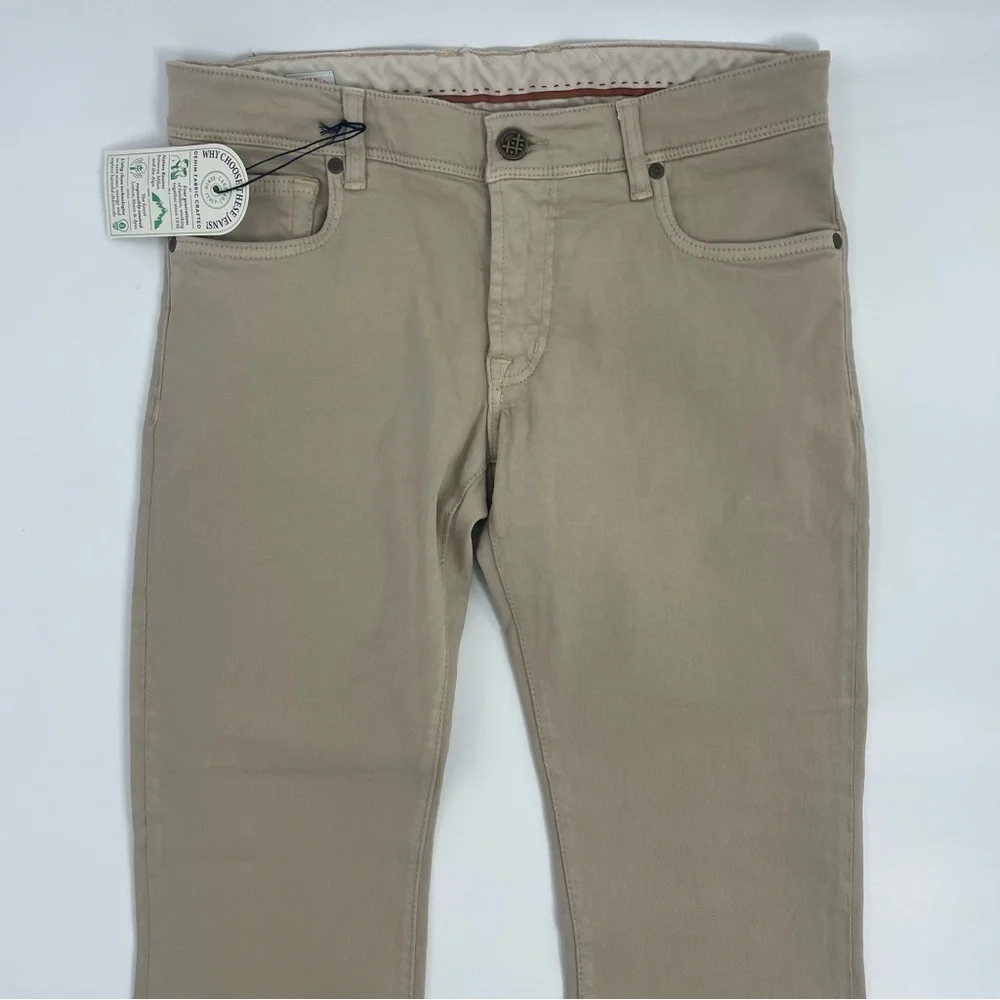Candiani Denim Handmade in Italy Classic 5 pocket Tan Jeans Chino Style Pants 30